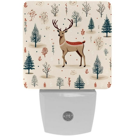 

2 Pack Auto Dusk-to-Dawn Sensor Night Lights Cute Christmas Elk Plug-in Home Office Decorative Lamp for Adult 0.5W LED Nightlights for Bedroom Bathroom Hallway Stairs