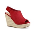 thumbnail image 1 of BLISSFUL STEP Sandales Espadrilles Mode pour Femmes à Talons Hauts à Bout Ouvert Rouge 6, 1 of 6