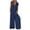 Blue, variant on Maean Wide Leg Jumpsuit for Women Short Sleeve V Neck Loose Button Rompers Casual Work Long Pants with Pockets