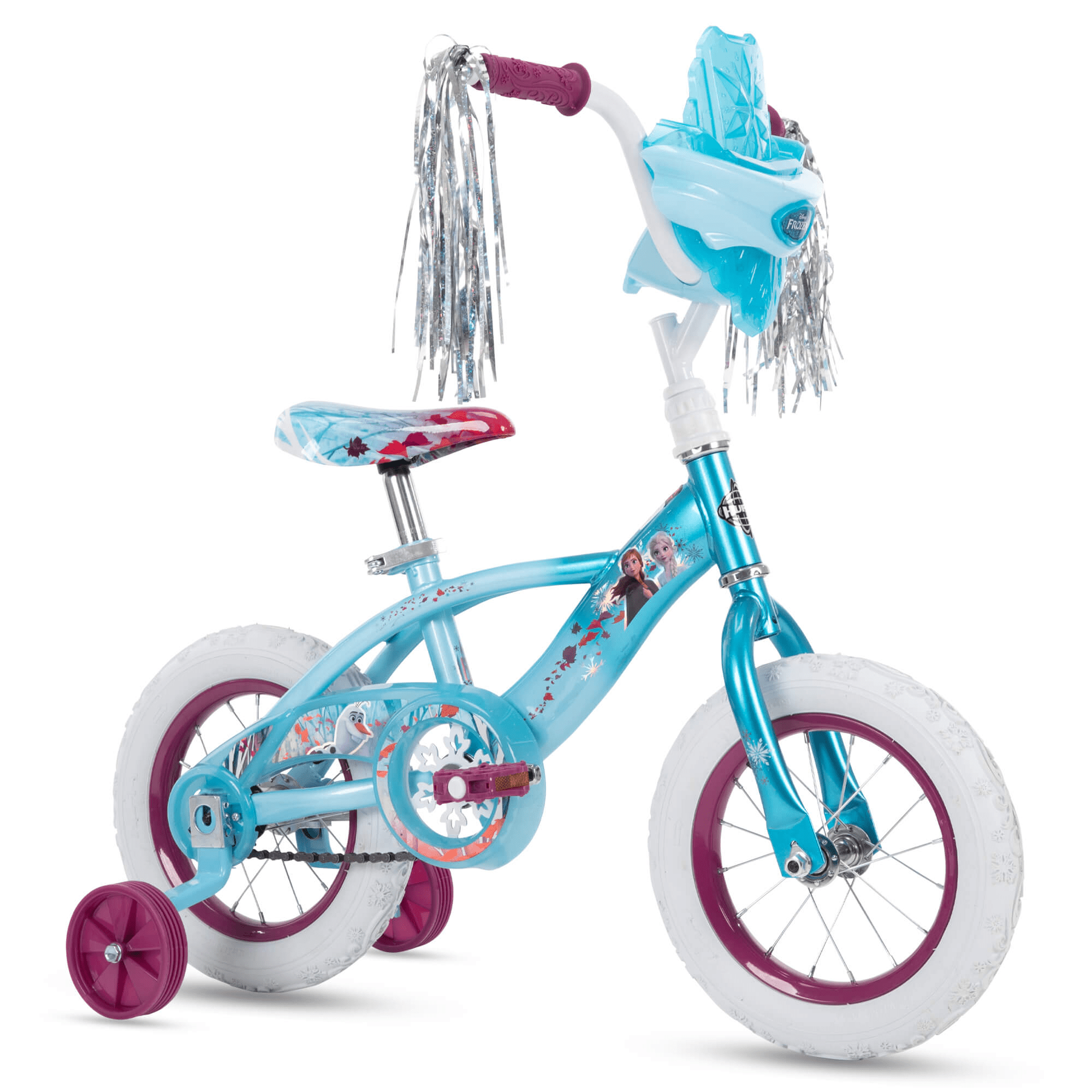 by Huffy Disney Frozen 12" Girls' EZ Build Bike with Sleigh Doll Carrier