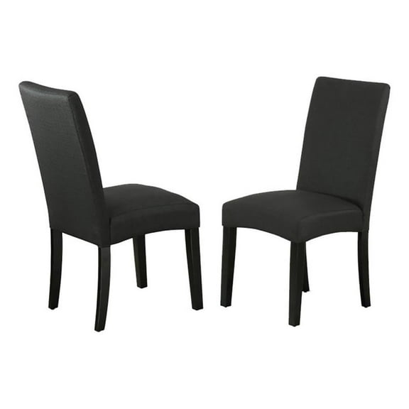 Pemberly Row 39"H Traditional Fabric Dining Chair in Black (Set of 2)