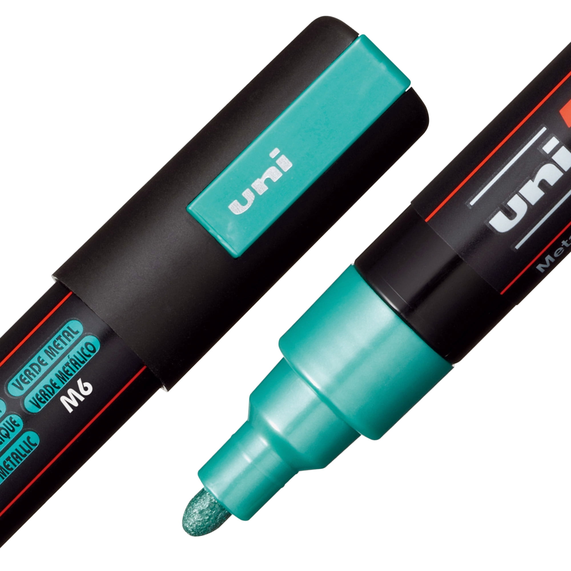 Uni POSCA PC-5M Metallic Paint Markers – 8 Shimmer Colors, Reversible Medium Tip (1.8-2.5mm), Acrylic Paint Pens for Artists