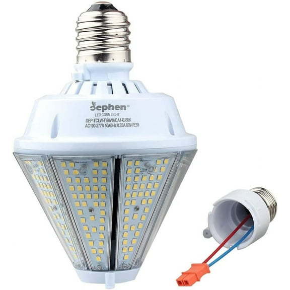 dephen 80W LED Corn Light Bulb with Removable E39 & E26 Base, Output 5000K 10400Lm, Cone Led Down Light Replacement for 250W High Bay Post Top Warehouse Garage Canopy Porch Wall Light (UL-Listed)