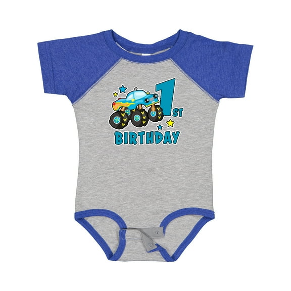Inktastic 1st Birthday Monster Truck Boys Baby Bodysuit