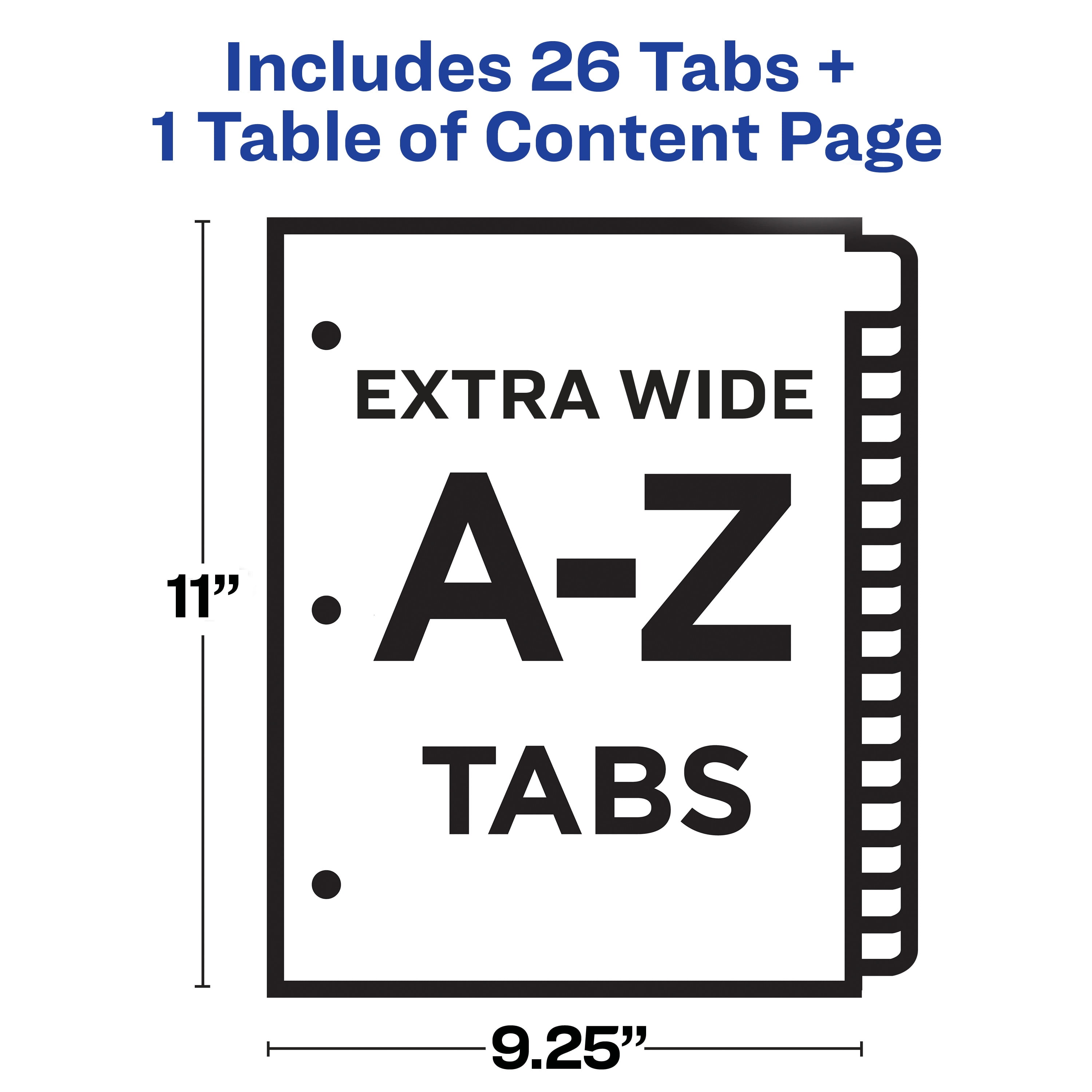 ,Multicolor Eco-Friendly 26 Tabs A-Z Dividers for 3 Ring Binders New Customizable Table of Contents 11085 1 Set 
