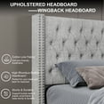 thumbnail image 5 of Nathaniel Home, Fabric Linen King Bed Frame, with Tufted Upholstered Headboard, Nailhead Button Platform Bed Frame for Bedroom, Gray, 5 of 8
