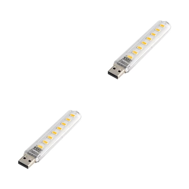 Tholdsy Luces nocturnas 8 LED 200LM 3000K/7000K Interior Hogar Computadoras portátiles de banco de energía Lámpara de noche Herramienta de Cálido 2piezas