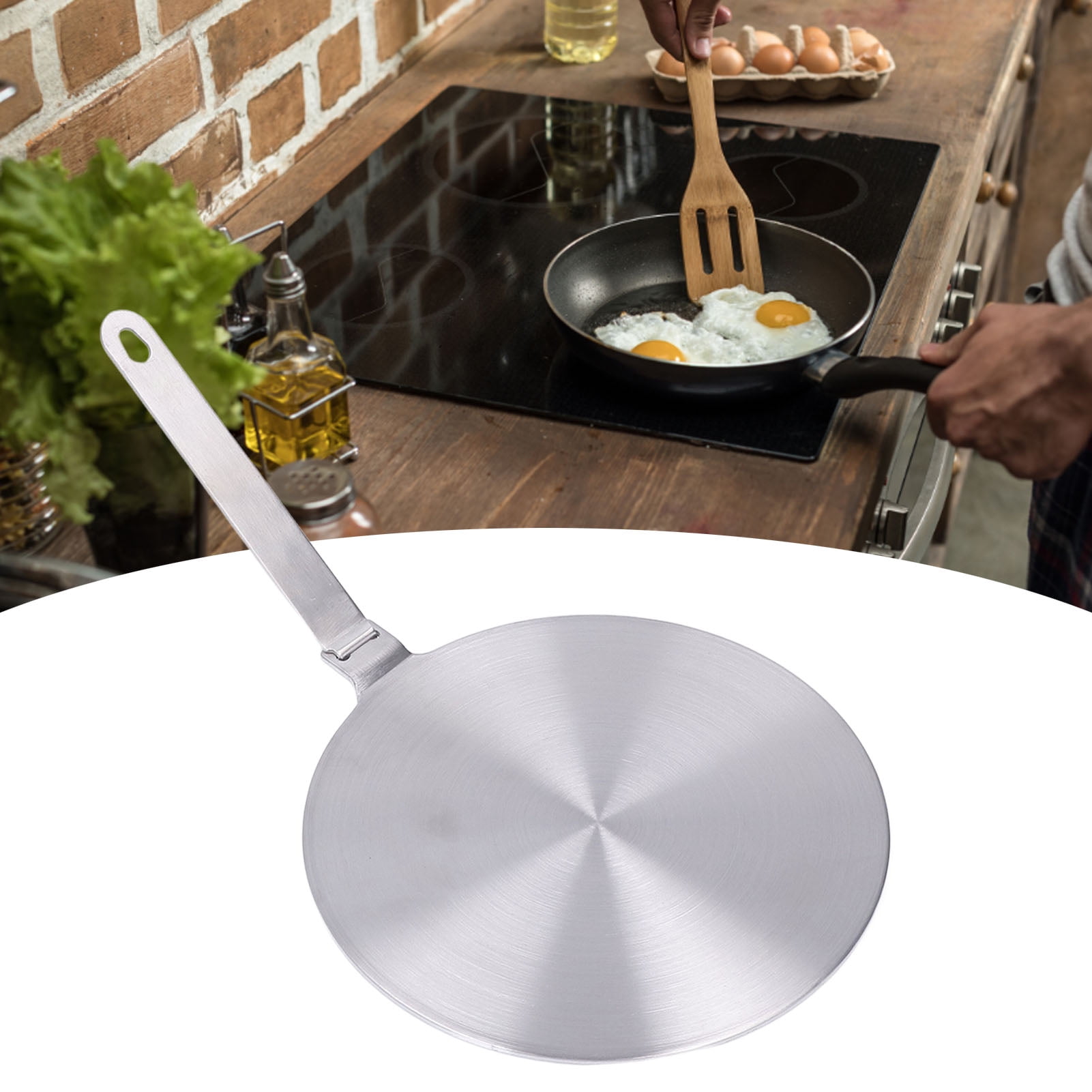 YAHHU Stainless Steel Kitchen Heat Diffuser Plate with Heat-Resistant Handle for Induction Cooktops, 7.87 inches / 20 cm, Universal Round Converter Plate for Gas, Electric, and Glass Stovetops