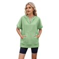 thumbnail image 5 of Women'S Loose Zip Hooded T-Shirt Green S, 5 of 7