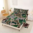 thumbnail image 2 of Manfei Vintage Camouflage Queen Sheets,Cute Bear Queen Sheet Sets,Green Brown,4-Piece,1 Flat Sheet, 1 Fitted Sheet and 2 Pillowcases, 2 of 6