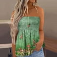 thumbnail image 2 of Playeras,Blusas y Tops,Ropa para Mujer Damas Camisetas Camiseta de tirantes sin mangas con estampado floral para mujer, cintura elástica plisada, sin espalda (Green, L), 2 of 4