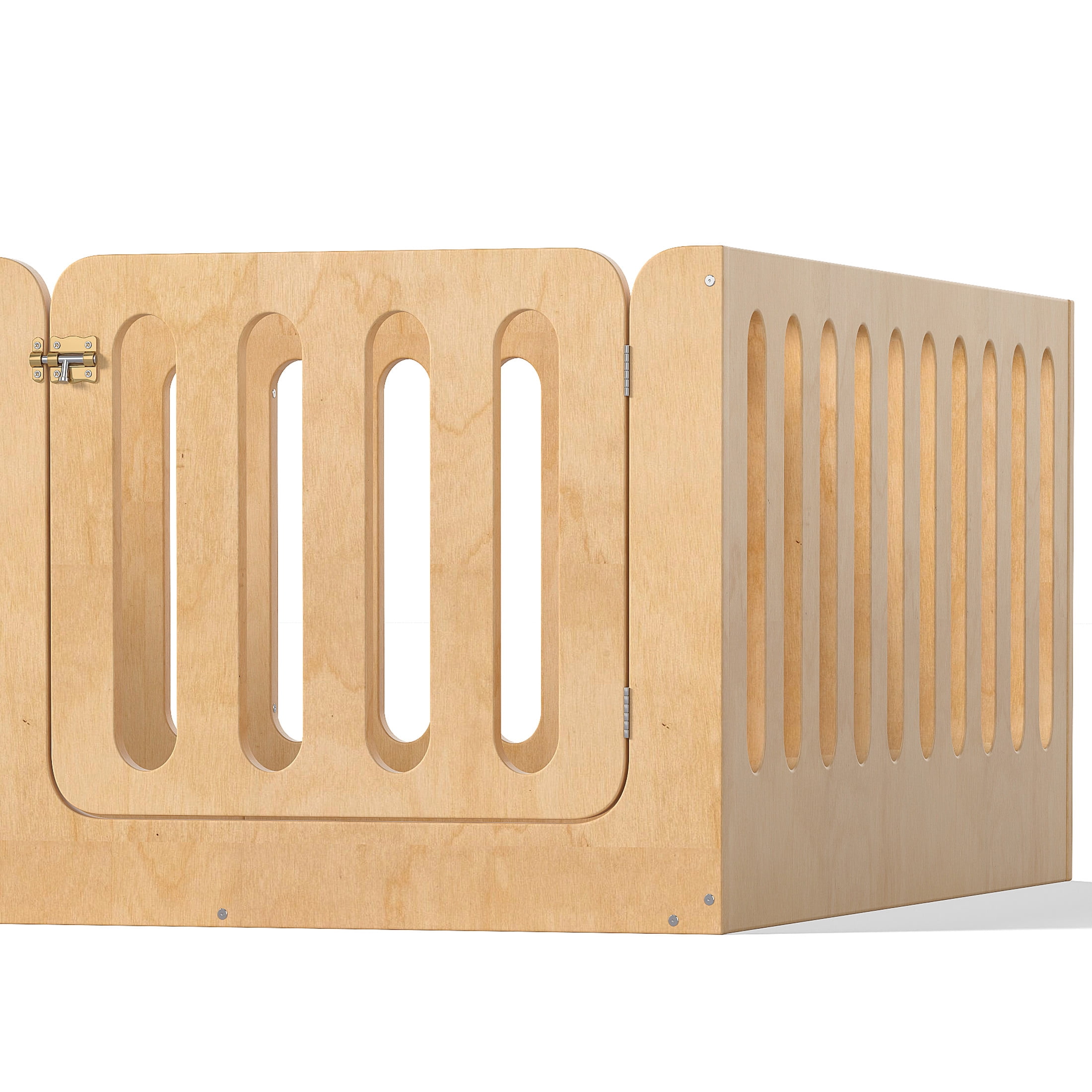 Noble House Full Size Montessori Floor Bed with High Fence, Solid Wood Kids Bed Frame, Natural
