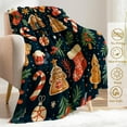 thumbnail image 3 of Festive Christmas Throw Blanket- Ultra Soft, Fleece, Lightweight,Gingerbread Cookies, Candy Canes, Stocking Blankets,for Couch Room Bedroom,Rustic Holiday Decor,Gifts for Kids Adult 60x80in, 3 of 6