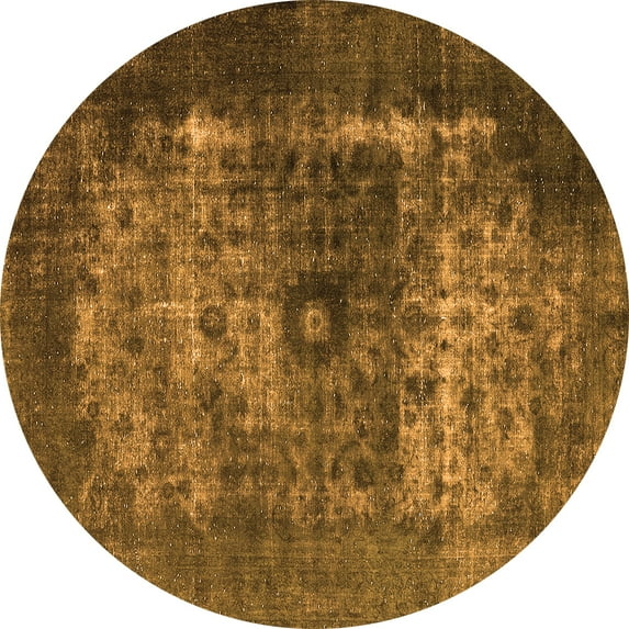 Ahgly Company Indoor Round Oriental Orange Industrial Area Rugs, 7' Round