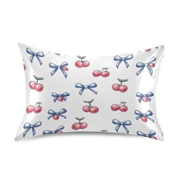 Ryvnso Satin Pillowcase Cherry Bow Pillow Cases Standard Size 26x20in