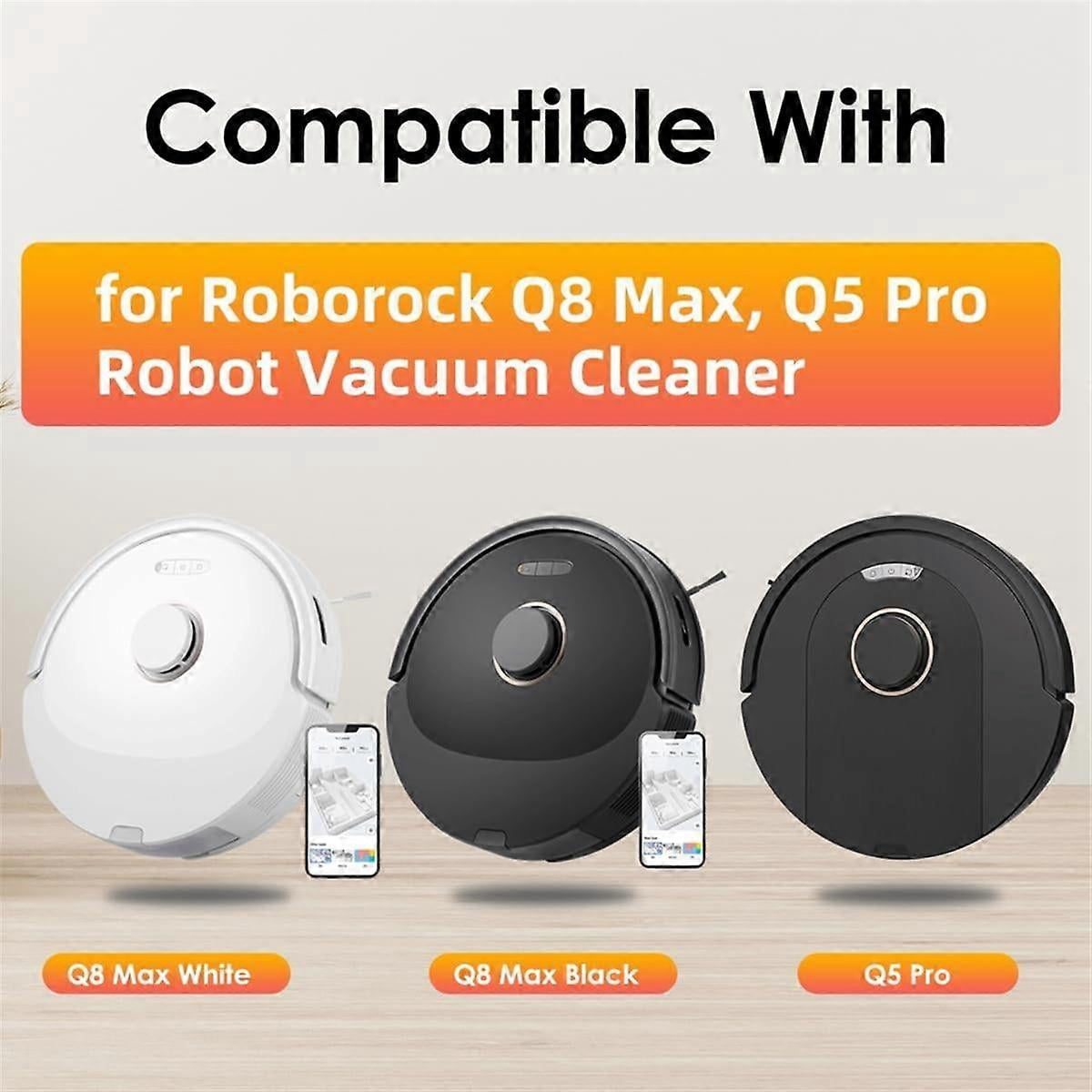 For Q8 Max, Q8 Max+, Q5 Pro, Q5 Pro+ Robot Vacuum Cleaner Main Brush Cover Hepa Filter Mop Pad Spar As Shown