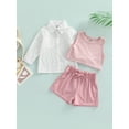 thumbnail image 3 of Franhais Baby Kids Girls Shorts Set, Crew Neck Tank Top +Elastic Waist Shorts and Sun-proof Jacket, 3 of 9