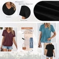 thumbnail image 3 of SUNBS Shirts for Women Short Sleeve V Neck Blouses Casual Loose Fit Pleated Tops Trendy Cute Fashion Clothes, 3 of 8