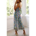 thumbnail image 2 of Women Floral Printed Jumpsuits Summer Sleeveless Wide Floral printed jumpsuits Leg Zipper Rompers, 2 of 9