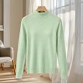 thumbnail image 5 of Women's Mock Neck Long Sleeve Knit Sweater Ghalytn Casual Fine-Knit Pullover Top with Ribbed Trim, 5 of 5
