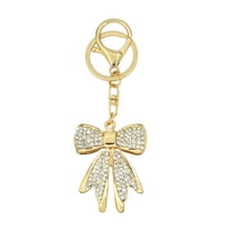 HUANLEDASH Women Rhinestone Bow Keychain Sparkling Bow Bag Charm Faux Crystal Key Chain Car Pendant Valentine Gift
