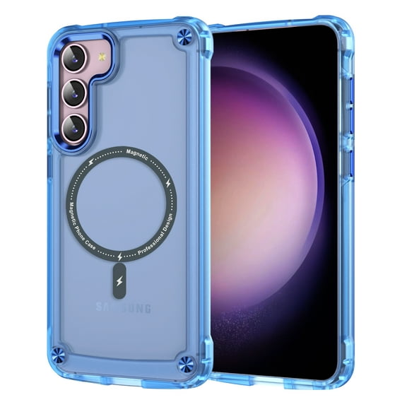 Allytech Magnetic Case for Samsung Galaxy S23, [Military Grade Drop Protection] [Compatible with MagSafe] Slim Translucent Soft TPU Frame Shockproof Anti-Scratch Rugged PC Back Shell - Blue