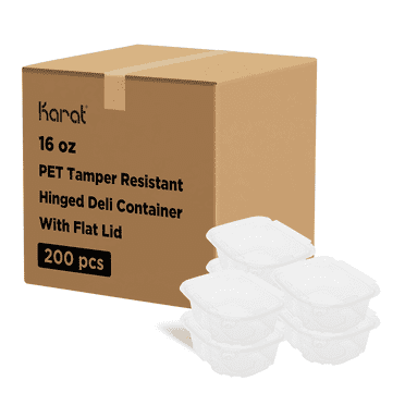 Karat Clear Polyethylene Terephthalate with Lid Food Storage Container 200 Count