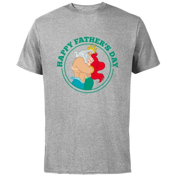 Disney The Little Mermaid Ariel and King Triton Father's Day - Short Sleeve Cotton T-Shirt for Adults - Customized-Athletic Heather