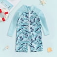 thumbnail image 2 of KPOPLK Boys one Piece Swimsuit Zipper Rash Guard Kids Long Sleeve Bathing Suits UPF 50+ Sun Protection Swimwear 2-9Y(Light Blue,3-6 Months), 2 of 5