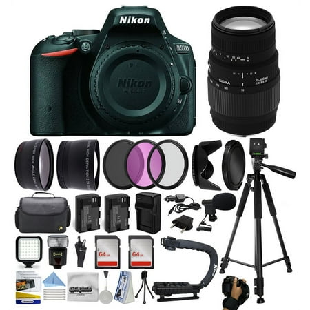 Nikon D5500 Digital Camera (Body Only) + 70-300 DG Lens + 128GB Memory + (2) Batteries + Charger + Video Light + Tripod + Backpack + Case + 3