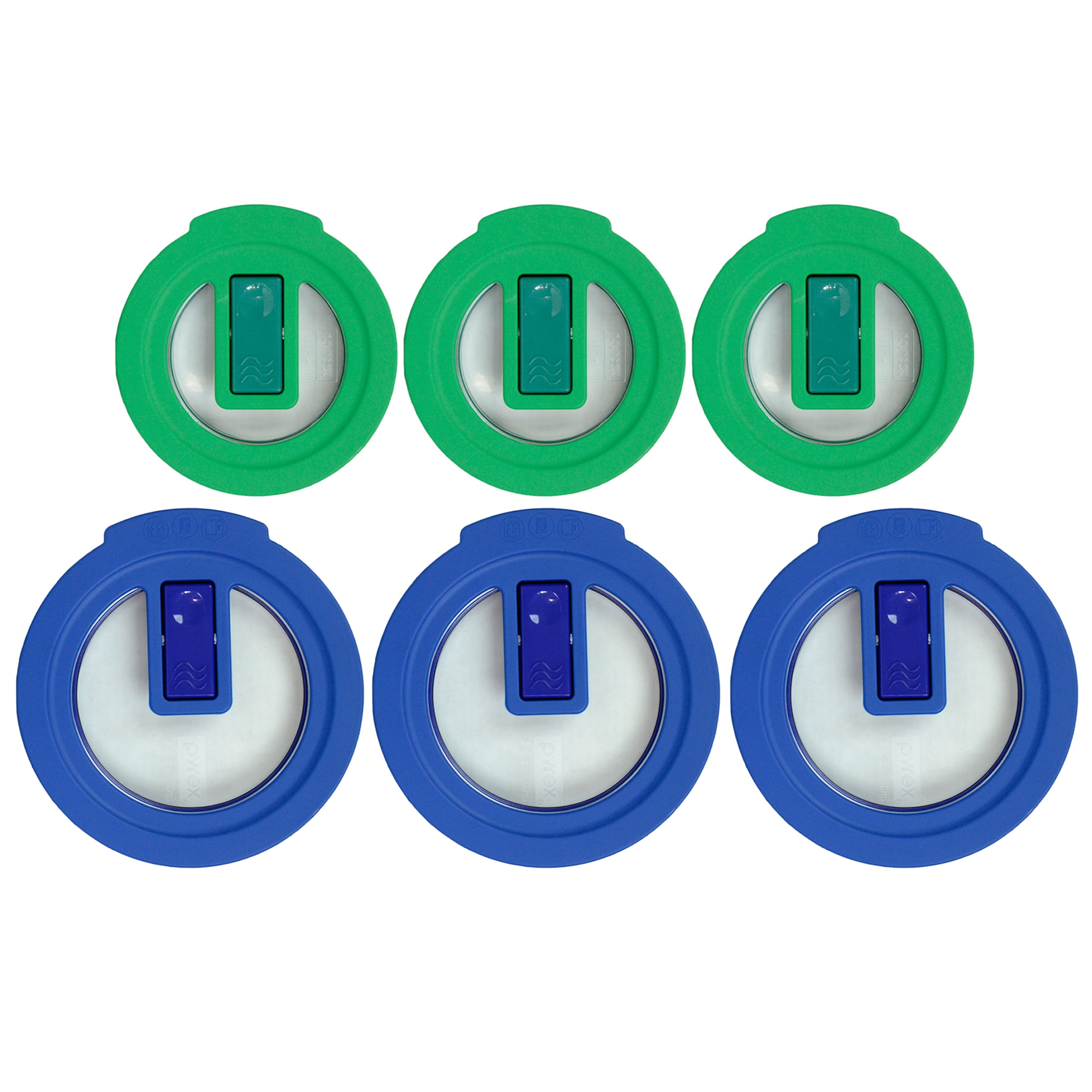 Pyrex Replacement Lid (3) 7200NLC 2Cup Blue & (3) 7202NLC 1Cup