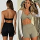thumbnail image 1 of Chaleco deportivo de yoga con cuello desnudo para mujer, ropa de fitness para correr con almohadilla para el pecho, ropa de baile, 1 of 5