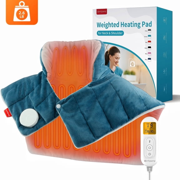 Comfytemp Weighted Heating Pad for Neck and Shoulders, FSA HSA Eligible, 19"x 24", Blue