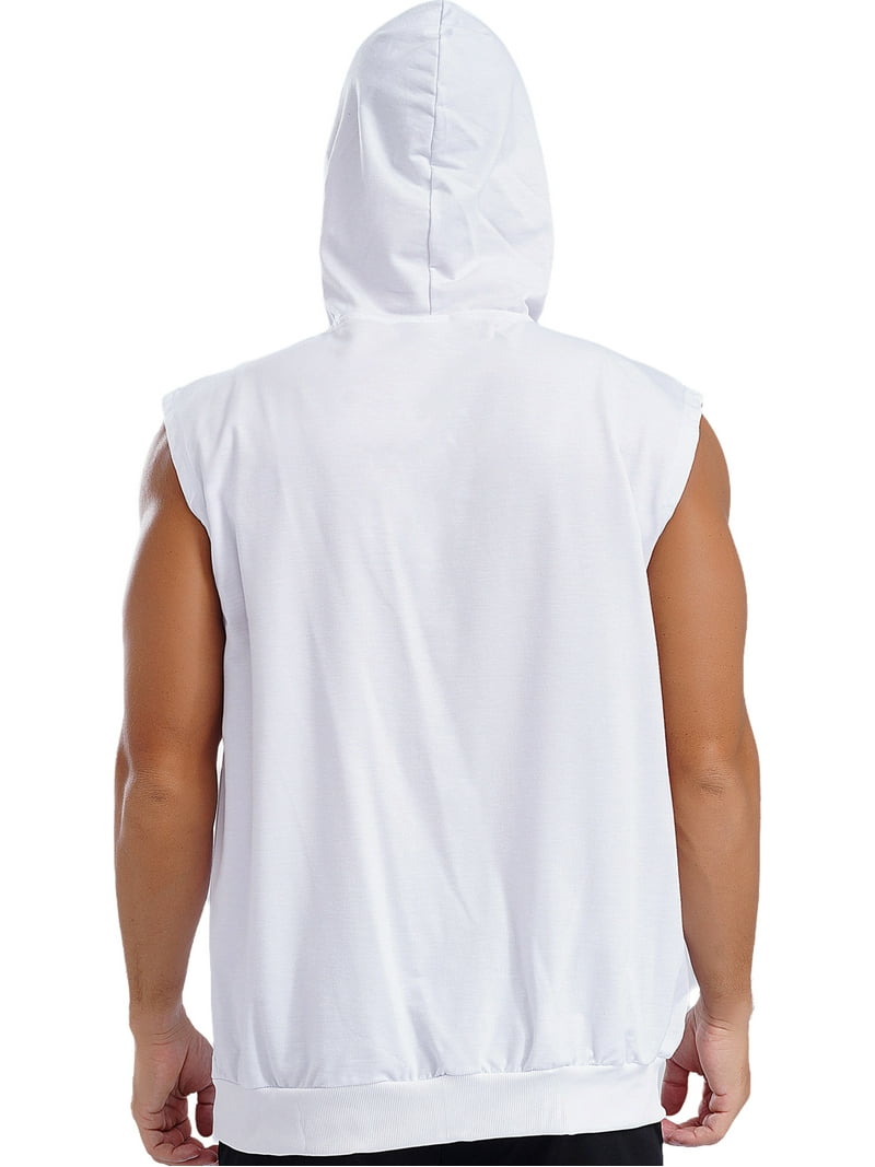 Zaldita Men's Sleeveless Workout Hoodies Tank Tops Zip-up Hooded