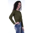 thumbnail image 5 of Moomaya Womens Full Sleeves Front Knot Crop Top Summer Tshirt Plain Tee Tops, 5 of 8
