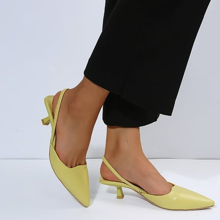 

uikmnh Women Shoes Band Heels Sandals Casual Color Solid Pointed Single Elastic Toe Shoes Women High Women s High Heels Yellow 7