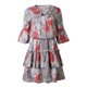 thumbnail image 1 of Vestido de verano floral con manga 3/4 Vestido mini con dobladillo con volantes y cuello en V con tiras para mujer tholdsy FS11722-05, 1 of 7