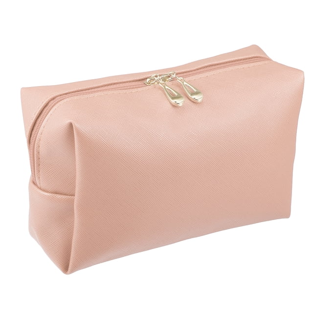 Neceser de maquillaje Unique Bargains estuche de Cuero PU impermeable talla S rosa