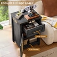 thumbnail image 3 of Set of 2 End Table with Charging Station for Living Room, Farmhouse Side Table with Drawer, Nightstand Bedside Table with Storage Cabinet, Dark Grey, 3 of 11