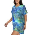 thumbnail image 2 of "Wukai Peacock Women's Pajama Set - Short-Sleeve Top and Shorts with Elastic Waistband and Pockets for Loungewear, Yoga, and Casual Wear-Small, 2 of 8