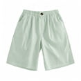 thumbnail image 7 of OGLCCG Girls Striped Bermuda Shorts Cotton Linen Knee Length Wide Leg Shorts with Pockets Casual Elastic Waist Summer Beach Shorts 4-14 Years, 7 of 7