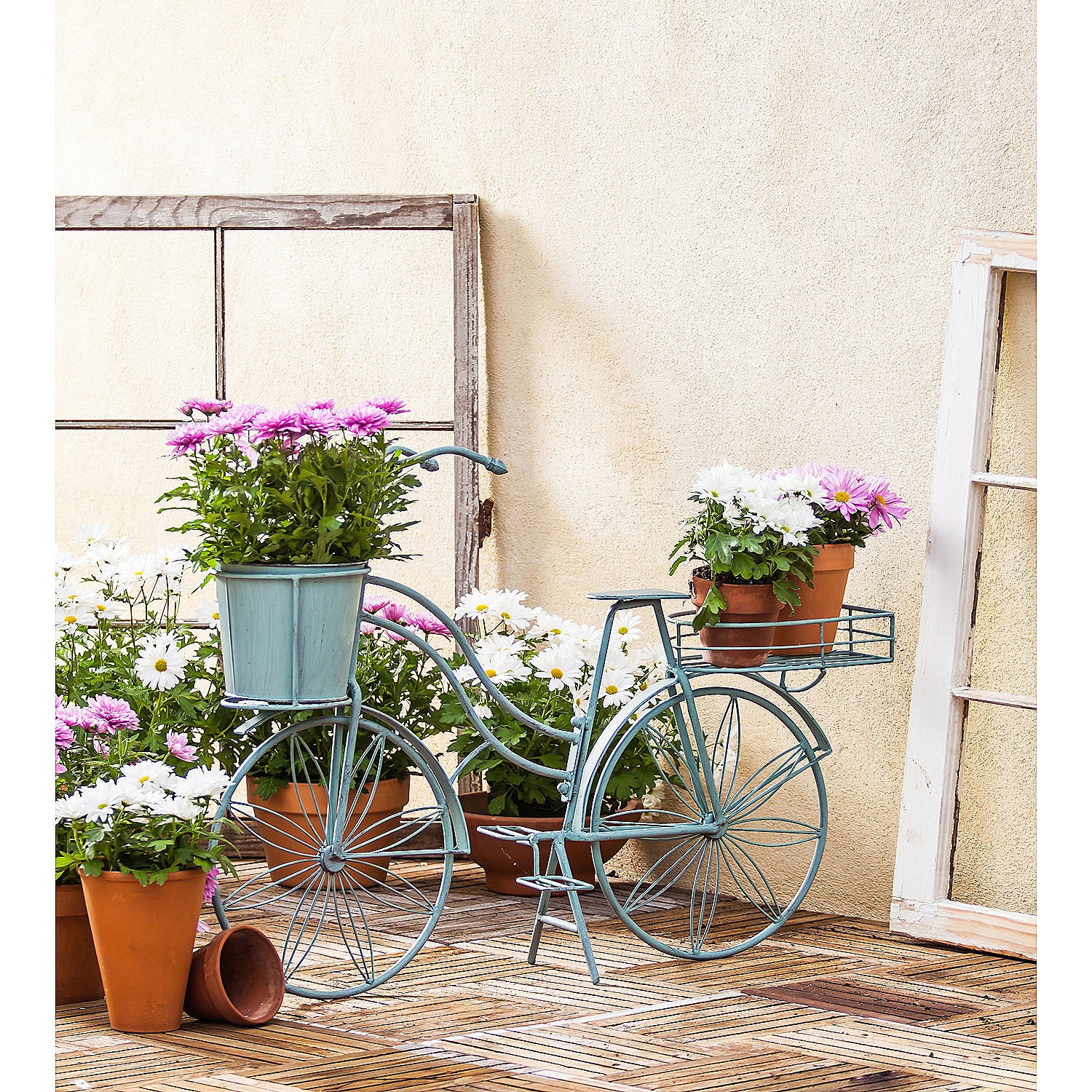 Evergreen Vintage Teal Bicycle Planter Outdoor Safe Decor - image 2 of 5