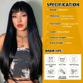 thumbnail image 6 of Queentas 22" Long Black Wig Straight Black Wigs with Bangs Human Hair Wigs for Women Glueless Wigs for Women Black Long Bob Wigs, 6 of 8