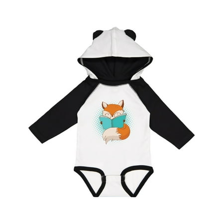 

Inktastic Librarian Gift Book Lover Fox Reading Gift Baby Boy or Baby Girl Long Sleeve Bodysuit