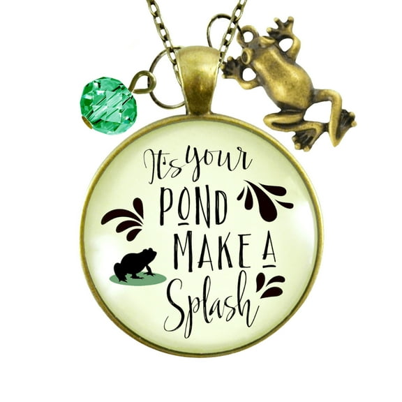 Frog Necklace It's Your Pond Splash Gutsy Goodness Adult Bronze Metal Female Jewelry