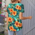 thumbnail image 6 of Tunic for Women Scoop Neck Short Sleeve Casual Loose Fit Blouse Solid Color Pleated Front Button Detail Soft Lightweight Summer Daily Tops, 6 of 6
