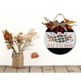 thumbnail image 2 of Autumn Wooden Front Door Sign Rustic Round Wreath Wall Hanger Porch Decor Four Seasons Farmhouse Decoration Housewarming Gift 11 Inches, 2 of 5
