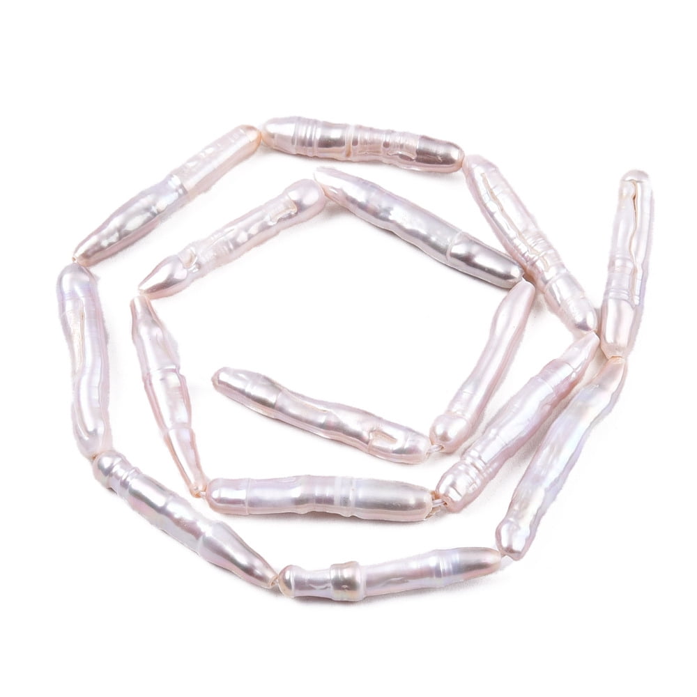 Natural Baroque Pearl Keshi Pearl Beads Strands Cultured Freshwater Pearl Toothpick Seashell color 19~28.5x4~5x4~5mm Hole: 0.7mm 15pcs/strand 14.84 inch~15.35 inch(37.7~39cm)