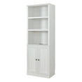 thumbnail image 6 of 81'' Tall Display Cabinet with 2 Doors & 3 Open Shelves, Rustic White Freestanding Storage Bookcase for Kitchen Pantry, Home Office, Living Room, 6 of 7
