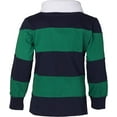 thumbnail image 3 of Sportoli Boys Cotton Wide Striped Long Sleeve Polo Rugby Shirt 16 Green, 3 of 3